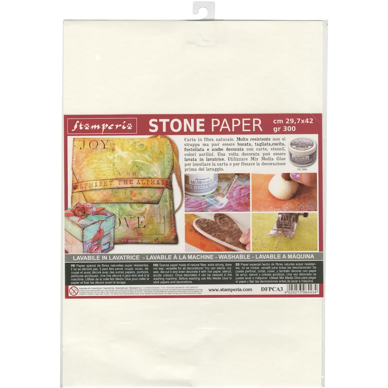 Stamperia White Washable Stone Paper, 11.6&#x22; x 16.5&#x22;